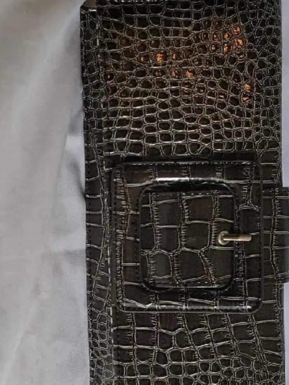 Vintage Sasha Faux Croc Clutch Attachable Shoulder Strap Long Handbag Cheetah
